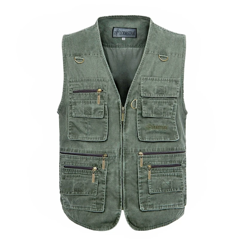 Plus Size 6XL 7XL Male Casual Summer Cotton Denim Vest Men\'s Sleeveless Jacket Multi Pocket Photograph Waistcoat Chaleco Hombre