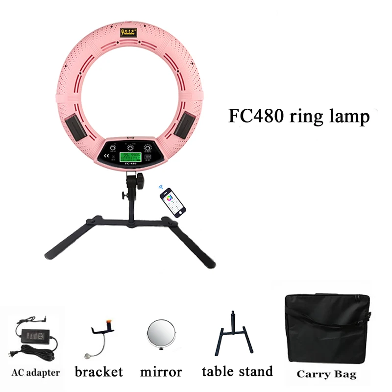 Yidoblo 18inch FC480 RGB LED Ring Light LED Video Makeup Lamp Photography Movie film Studio broadcast Ring lamp/Table stand/bag