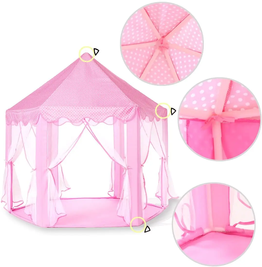 Princess Tent Girls Large Playhouse Kids Castle Play Tent Lights Toy for Children Indoor and Outdoor Play house Tipi teepee