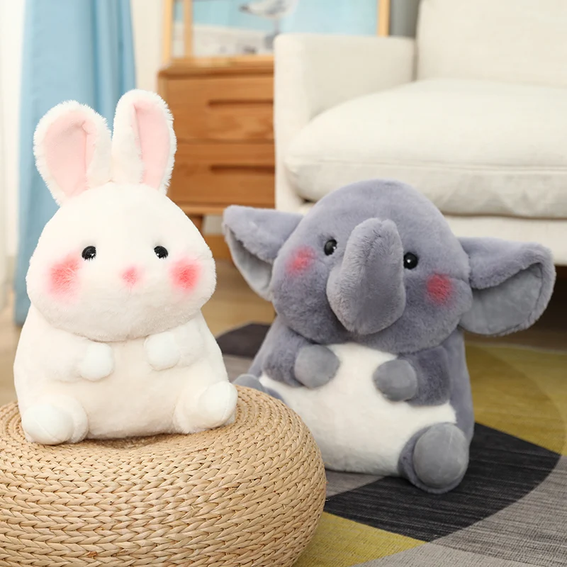 18-40cm Ball Shape Animals Stuffed Cartoon Bunny Pink Pig Monkey Elephant Penguin Hug Cuddly Plushies Toys Ferry Plush Soft Doll
