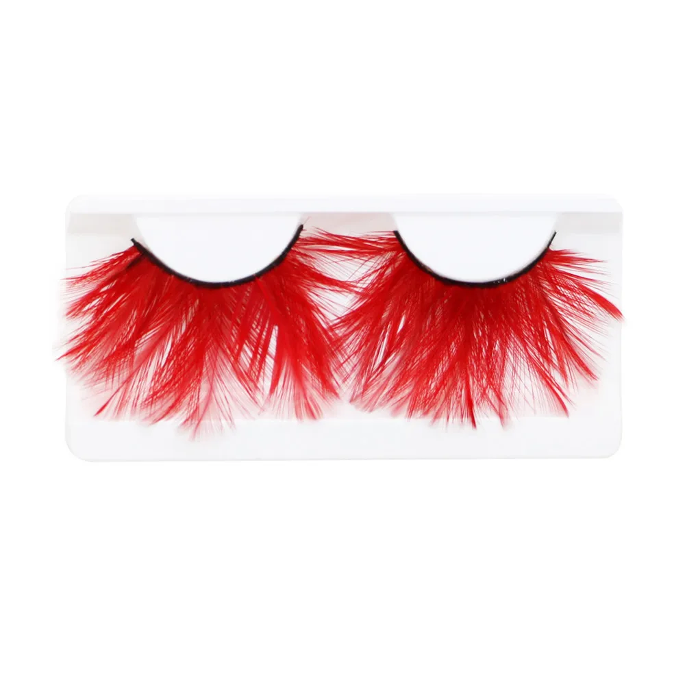 Colored Feather False Eyelashes Stage Makeup Exaggerated Thick Colorful Fake Eyelashes Soft Lashes Extension Wholesale Eyelashes