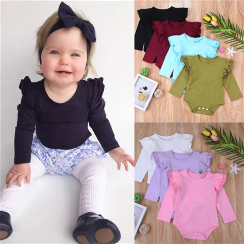 Newborn Baby Rompers Boys Girls Candy Color Long Sleeves One-piece Clothing Baby Clothes Jumpsuit Children Costume