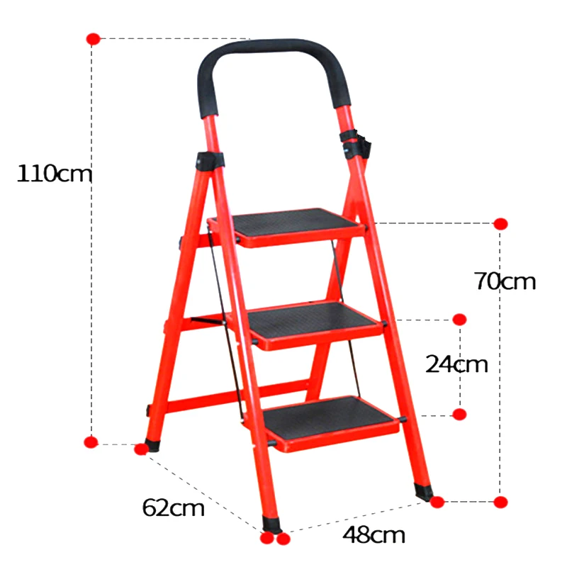 

Outdoor Fishing Chair Beach Step Stool Rescuing Ladder 5kg Household Portable Steel Collapsed Home Furniture Three Steps Ladder