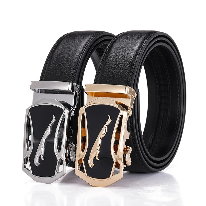 Peikong Luxury brand Designer High Quality Men's Automatic Buckle Belts Fashion male waist black Belt for Men genuine leather