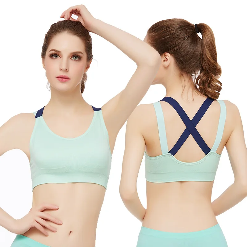 

Sports bra full cup no steel ring seamless breathable cross movement sexy female bra running hiking yoga training bra female