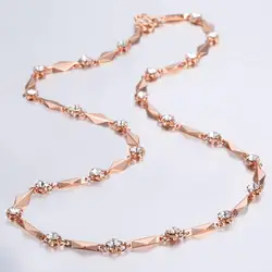 Cubic Zircon Necklace For Women Girls 585 Rose Gold Color Link Chain Necklaces Female Hot Party Wedding Jewelry Valentines Gifts