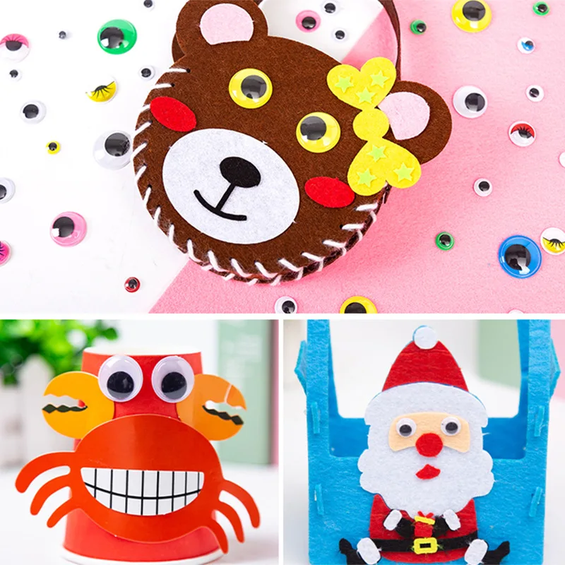 DIY Wiggly Googly Eyes Black White Self-Adhesive Doll Eye Movable Simulation Animal Eyeball Kindergarten Children Craft Supplies