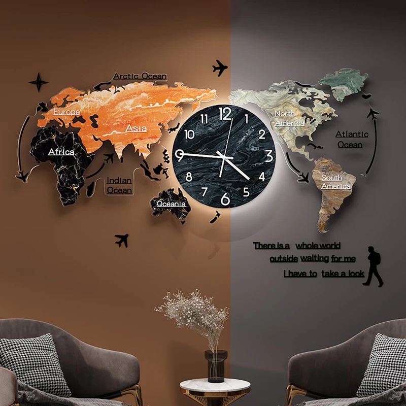 Modern Living Room Bedroom Decoration Wall Lamps Sofa Background Wall Light Luxury Restaurant High-end World Map LED Mural Lamp