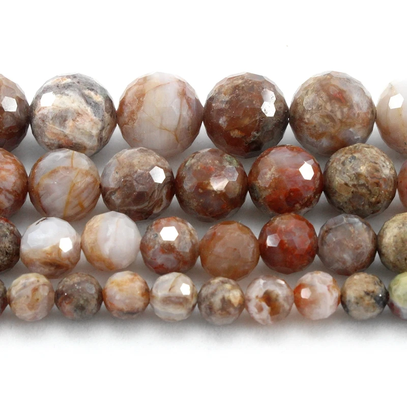 

Natural Hard Faceted Blood Agate Round Loose Beads Strand 6/8/10/12MM For Jewelry DIY Making Necklace Bracelet