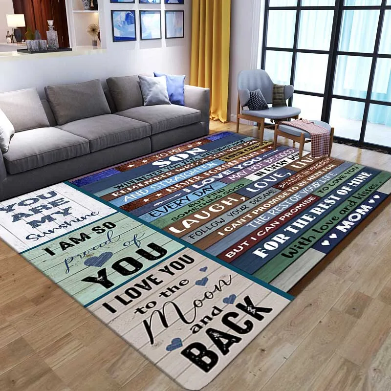 

Soft Comfortable Flannel Thicken Rug To My Daughter/son Letter Gift Carpet Family Friends Lovers Printing Home Textile Floor Mat