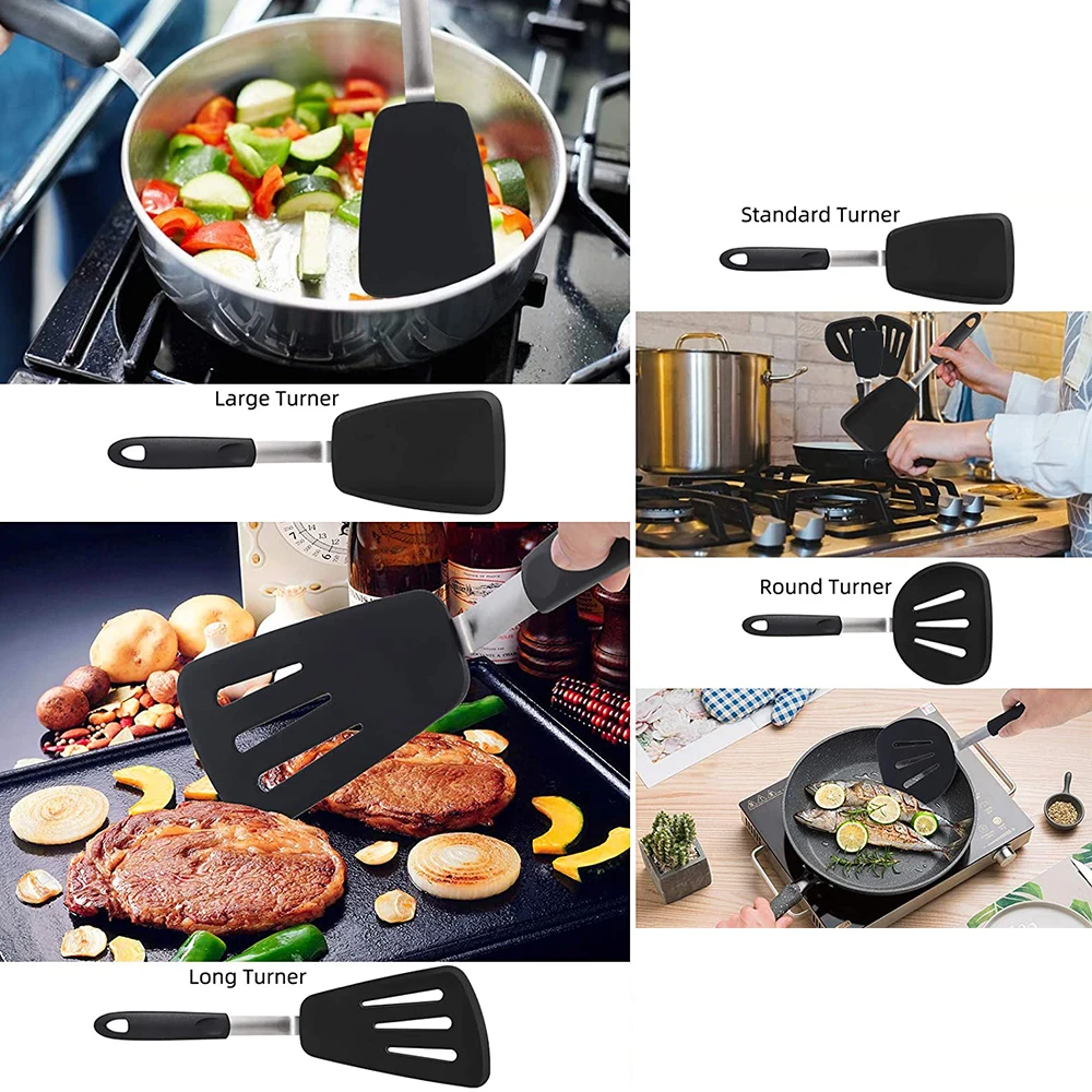 WALFOS Non-stick Silicone Spatula Baking Kitchen Tools Reusable Silicone Spatula Spoon Fried Egg Shovel Fish Shovel