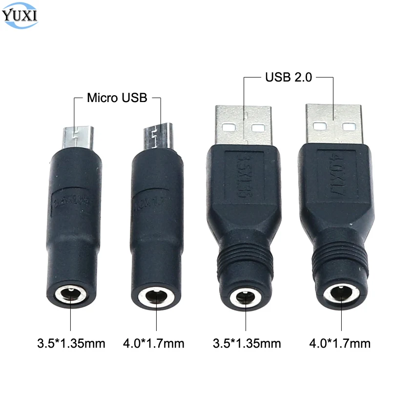 YuXi DC 3.5*1.35 4.0*1.7 mm female jack plug adapter Connector to Micro USB / USB 2.0 Male Power Adapter