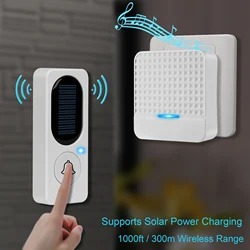 Outdoor Doorbell Solar Charging with Light Solar Wireless Doorbell Low Power Consumption Household IP65 Waterproof 300M Doorbell
