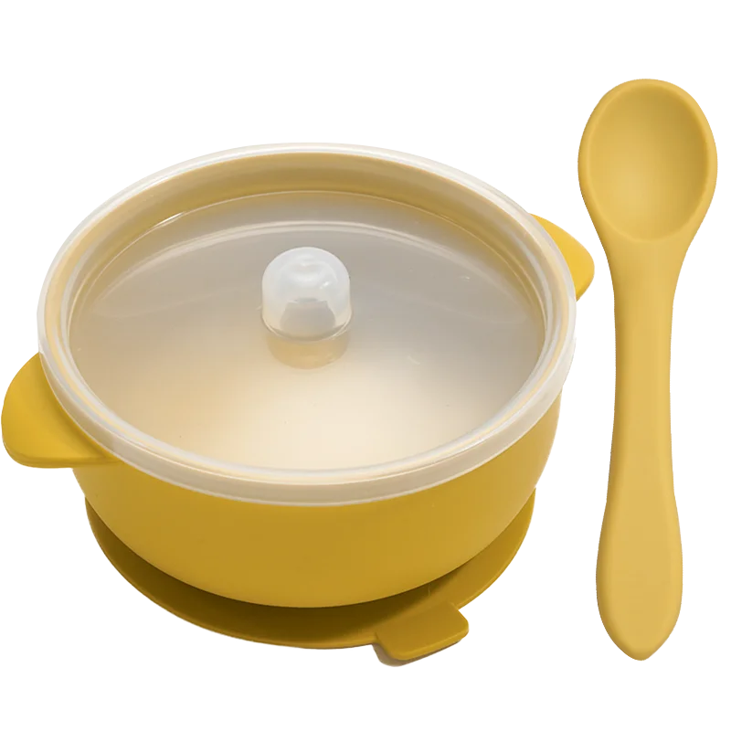 Bol d\'entraînement en Silicone sans BPA pour bébé, ventouse avec couvercle, ensemble de bols alimentaires pour tout-petits, Gel de silice pour