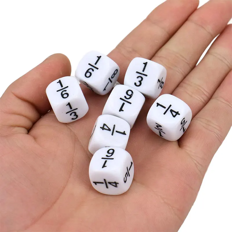 10 Pcs/set Fraction Dice White 16*16mm Fractional Number Dices Montessori Educational Kids Math Toys for Children Games Toys