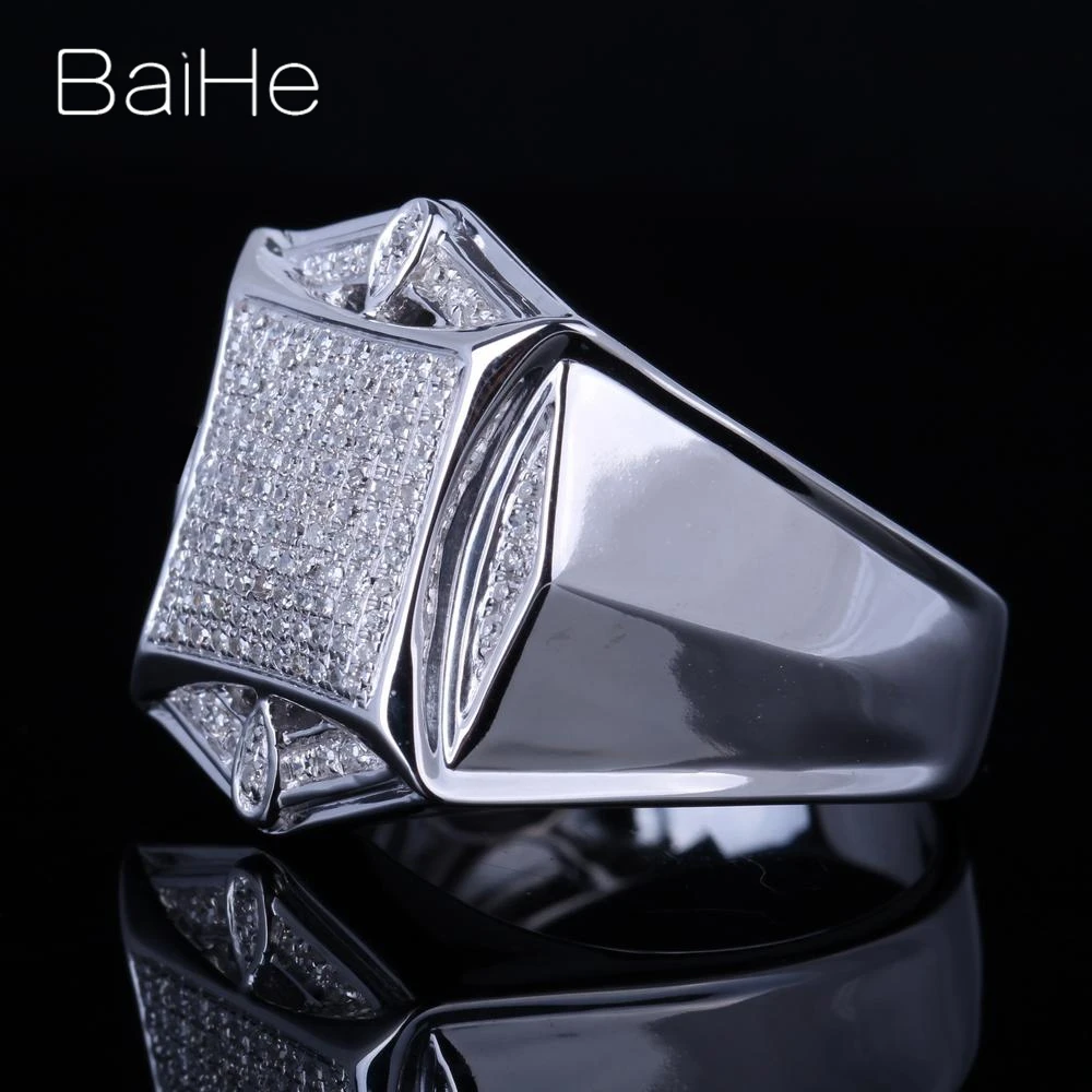 BAIHE Sterling Silver 925 H/SI Natural Diamond Ring Men Trendy Party Wedding Fine Jewelry Making Διαμαντένιο δαχτυλίδι 다이아몬드 반지