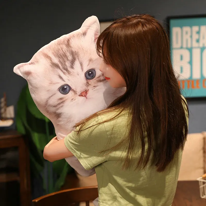 50CM Simulation British Shorthair Cat Plush Toys 3D Printed Animal Pillow Cushion Stuffed Home Decor Birthday Gifts