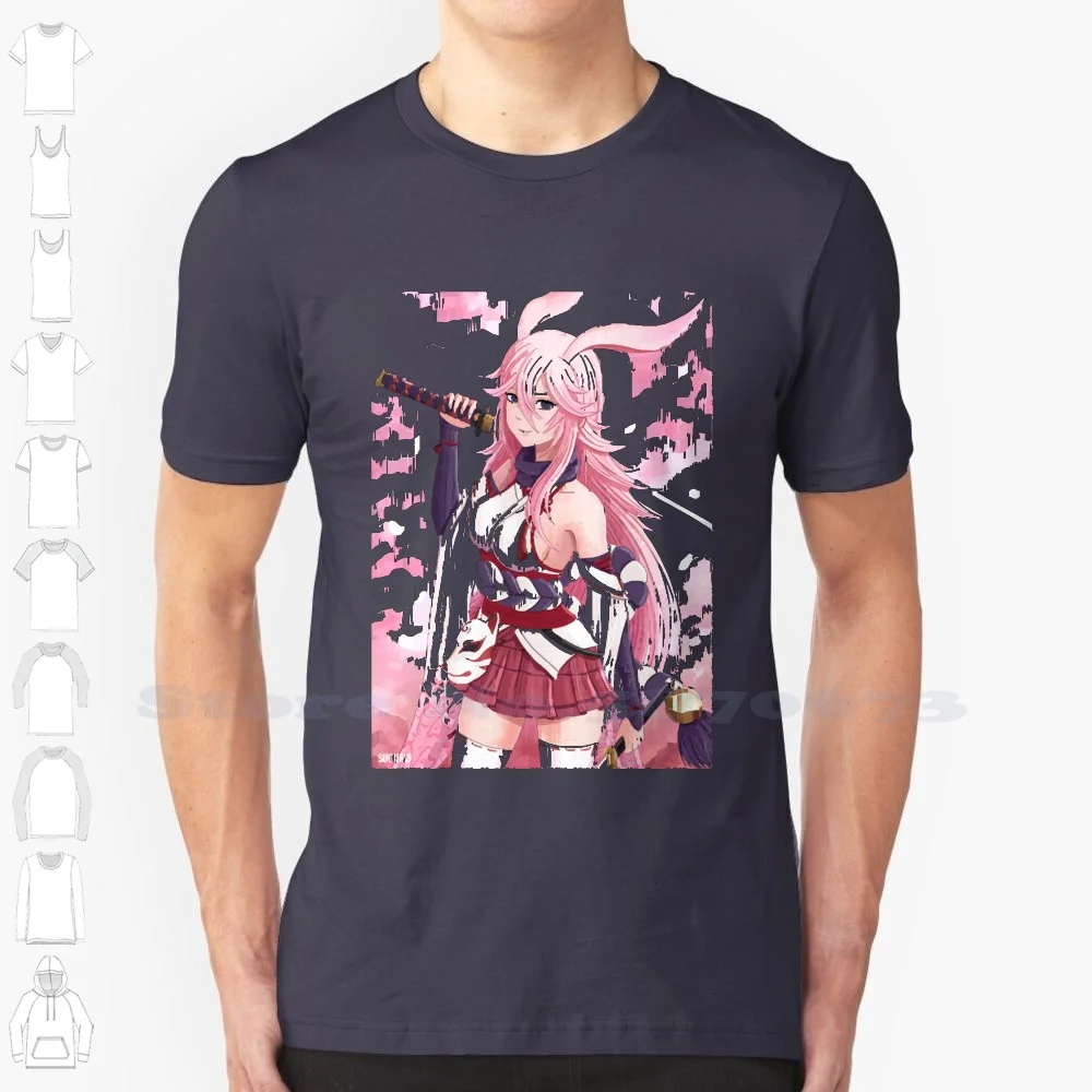 100% Pure Cotton T-Shirt Honkai Impact 3Rd Anime Bunny Ears Flowers Japanese Manga Sakura Sexy Sword Storebuild