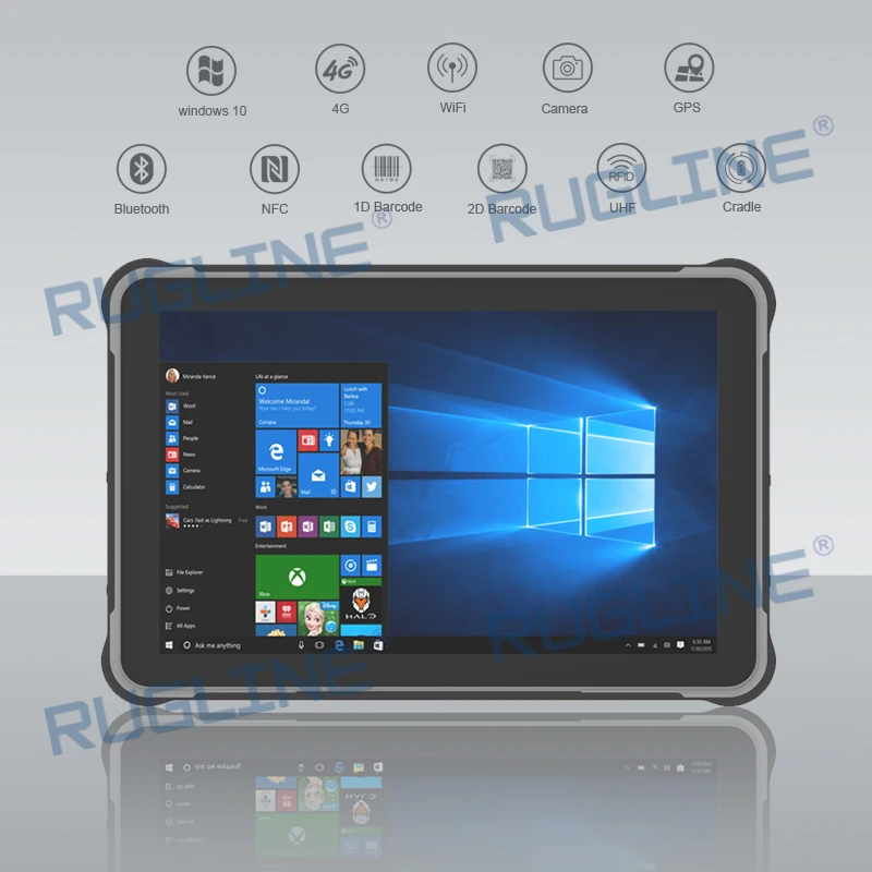 

RUGLINE 10 Inch Industrial Windows 10 Tablet Outdoor GPS with RS232 Docking Station IP65 Rugged Tablet