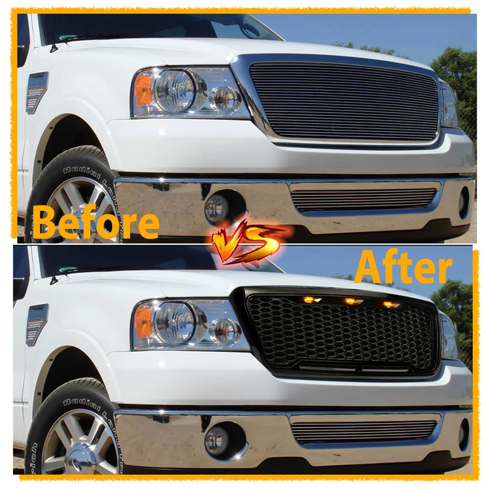 Modified For F-150 Raptor Grills For F150 Front Grill 2004 2005 2006 2007 2008 Front Racing Grille Mesh Bumper Grilles Cover