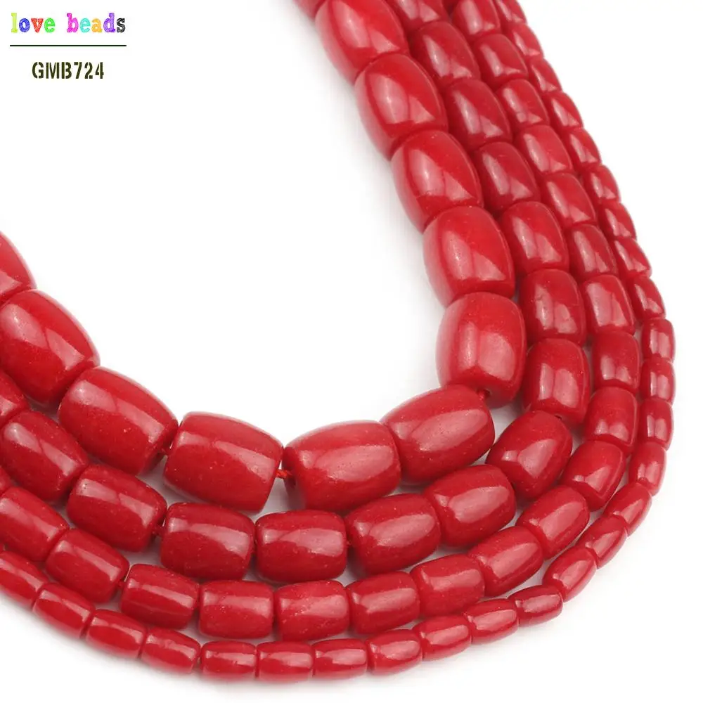 3 Sizes Red Coral Drum Beads for Jewellery Making Bracelets DIY Handmade 15 Inch Ladies Chain Bracelet