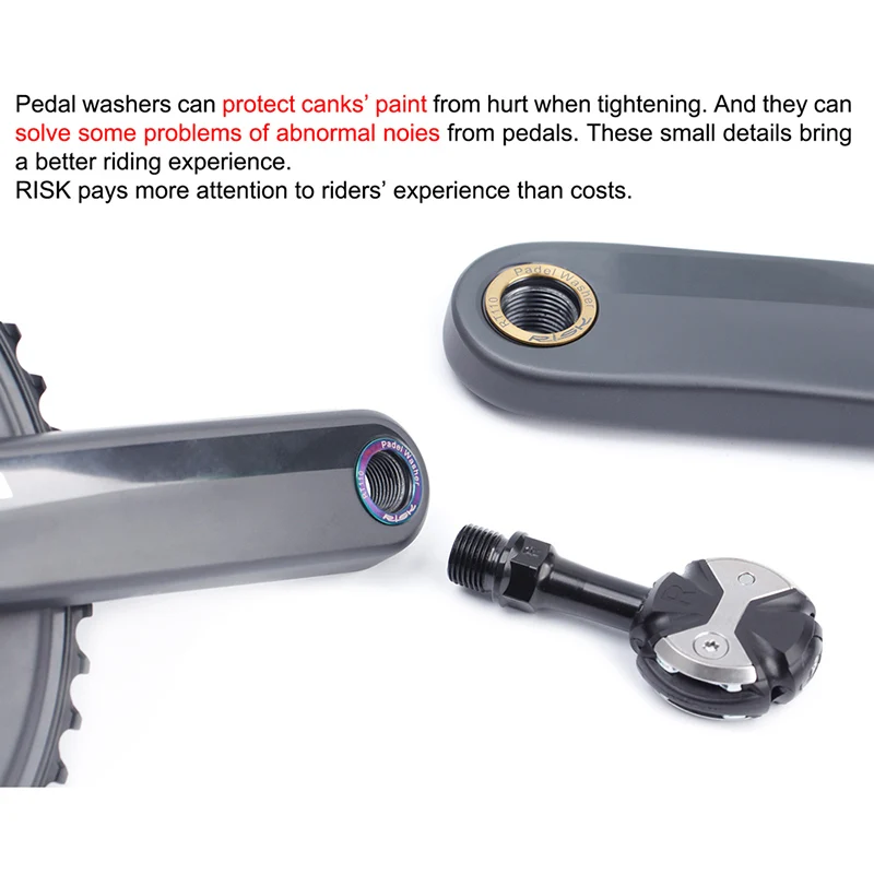 

RISK Bicycle Pedal Spacer Crank Gasket Pedal Abnormal Sound Maintenance Ring washer MTB Bike Titanium Alloy Pedal Protection Pad