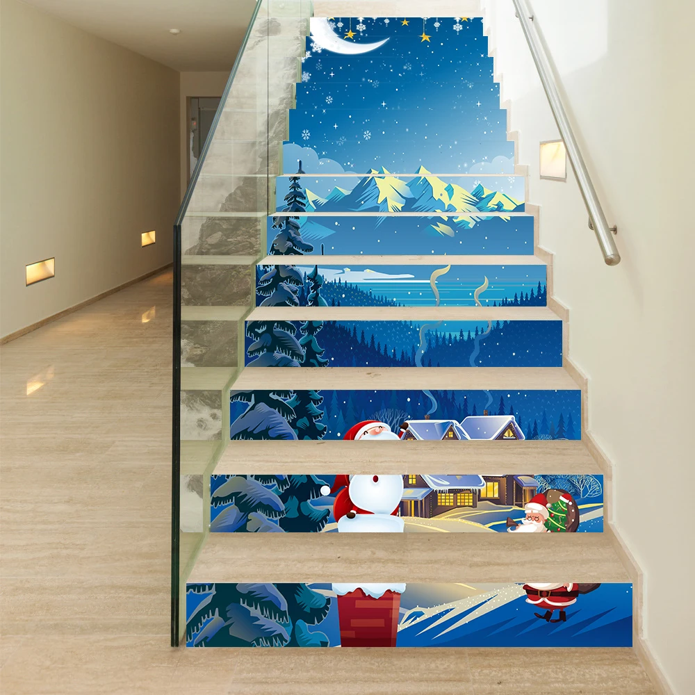 Cartoon Diy Stairs Sticker Vinyl Bathroom Kitchen Stairs Home Decoration Wall Sticker Waterproof Peel & Stick Vinly Art Mural