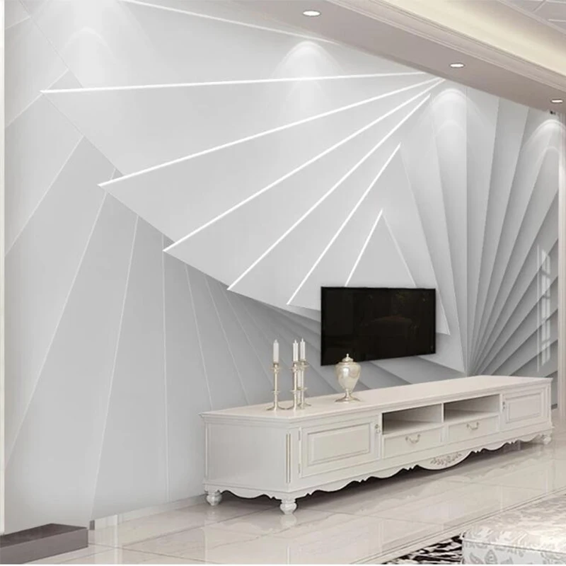 Custom Any Size Mural Wallpaper Modern 3D Stereo Triangle Geometry Line Wall Painting Living Room TV Bedroom Papel De Parede 3 D