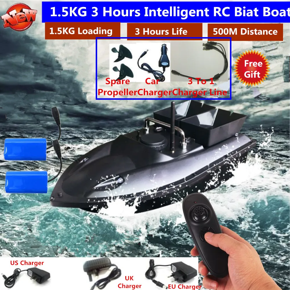 180Mins 500m RC Distacne Auto RC Remote Control Fishing Bait Boat Speedboat  Fish Finder Ship Boat With EU charger US/UK Charger