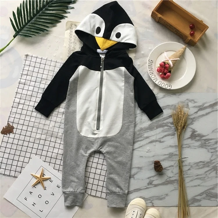 

Tonytaobaby Spring and Autumn New Baby's and Young's Grey Penguin Clothes Cotton Newborn Baby Clothes