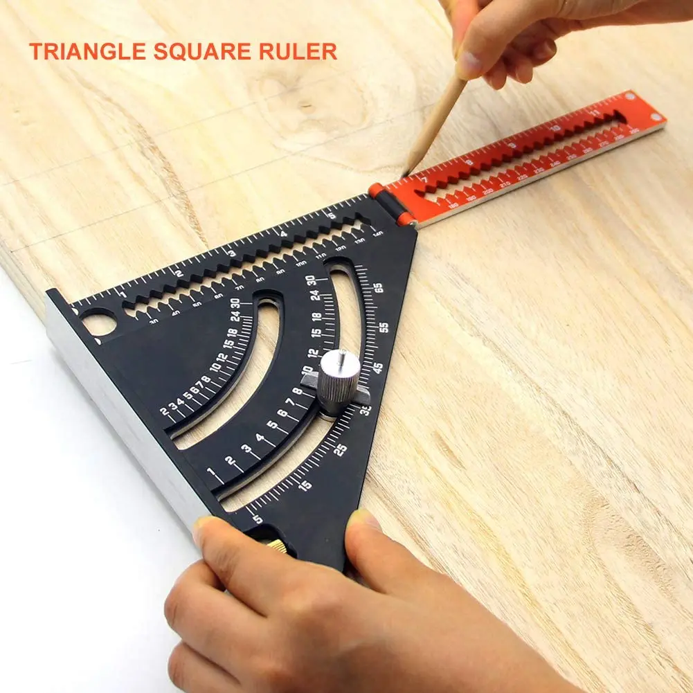 Aluminum Alloy 2-in-1 Extendable Layout Folding Triangle Squares Ruler Positioning Angle Woodworking Tool