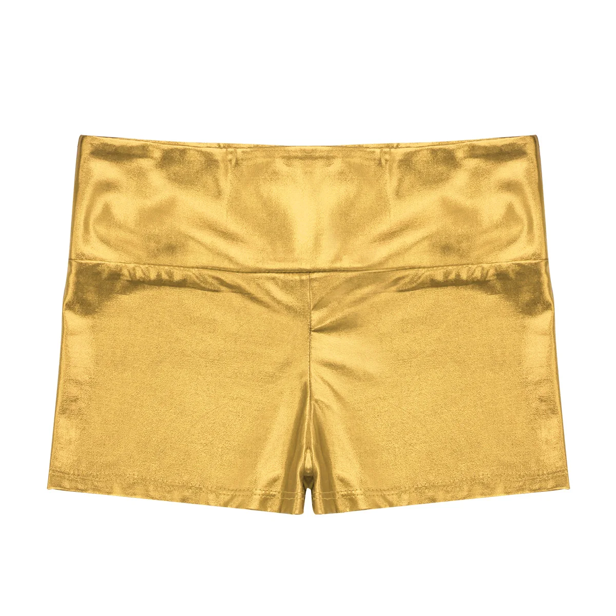 Kids Girls Metallic Shiny Ballet Dance Gymnastics Shorts Bottoms High Waist Fitness Workout Yoga Cheer Dancewear Activewear