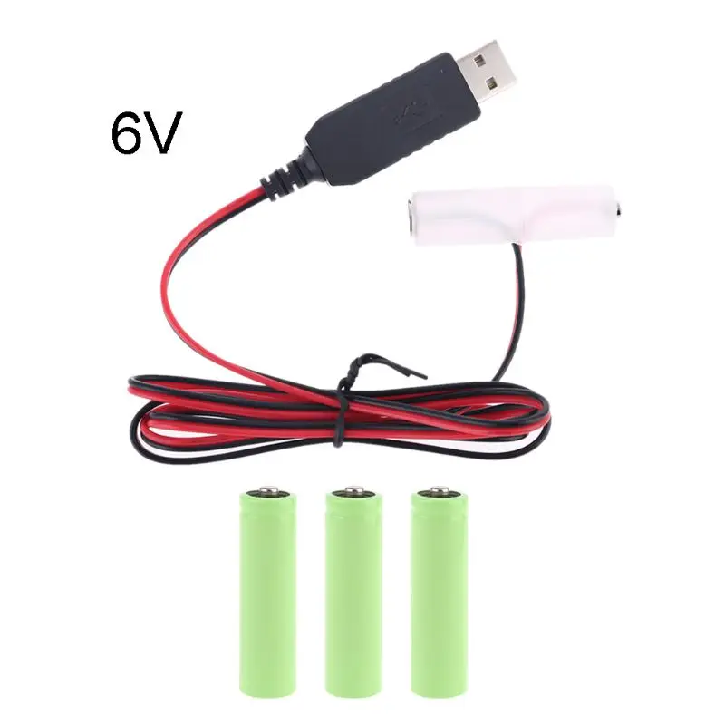 O cabo da fonte de alimentação de usb do eliminador da bateria lr6 aa substitui 1-4 pces 1.5v aa bateria para o relógio de brinquedo conduziu a calculadora da luz de tira
