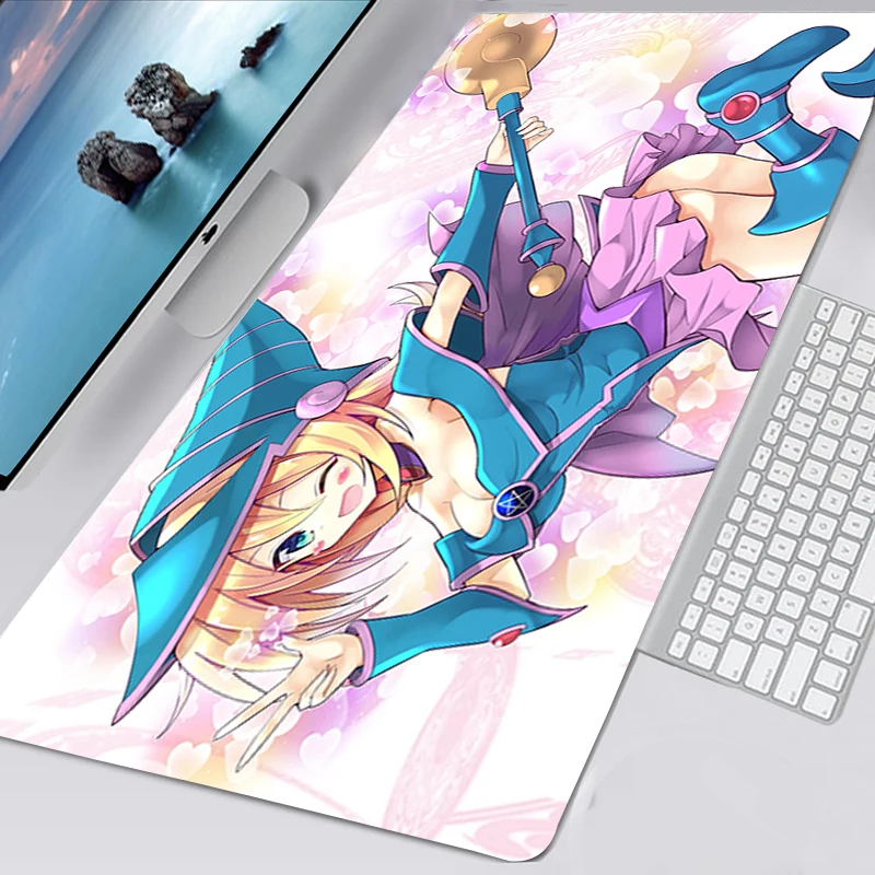 Mouse Pad 900x400mm Anime YuGiOh Dark Magician Girl Mousepad HD Printing Computer Gamers Locking Lock Edge Keyboard PC Desk Pad