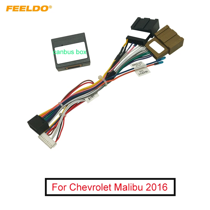 FEELDO 10set Car 16pin Audio Wiring Harness With Canbus Box For Chevrolet MALIBU XL 2016 Stereo Installation Wire Adapter