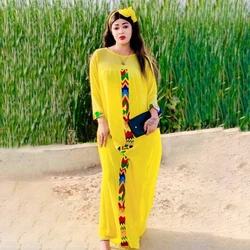 Mr Hunkle Fashion Chiffon High Street Dress Autumn Abaya Women Solid Elegant Dresses African vestidos with Inner dress