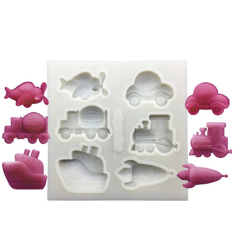 Plane Ship Rocket Car Silicone Mold Sugarcraft Chocolate Cupcake Fondant Cake Decorating Tools