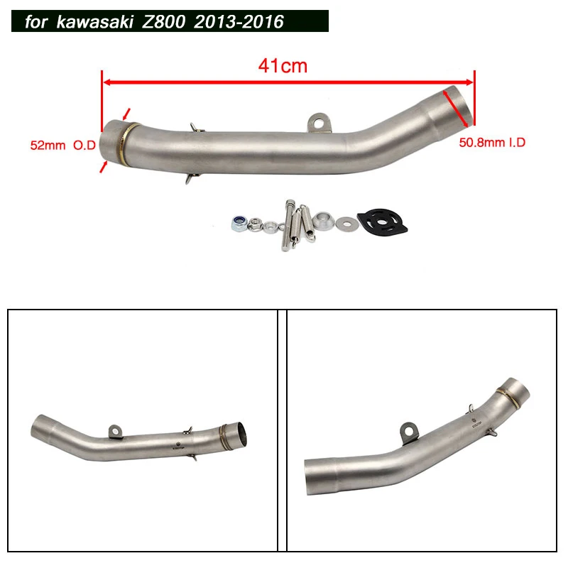

Motorcycle Stainless Steel Middle Link Pipe Lossless 51mm Silencer Muffler System Silp on for Kawasaki Z800 2013 2014 2015 2016
