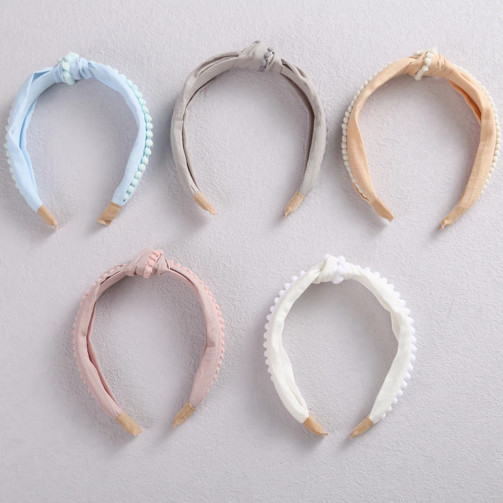 Picture 5: 1Pcs Cross Knot Hair Hoop Hairbands for Children Lovely Pompom Baby Kids Headbands Girls Hair Accessories Hair Bands