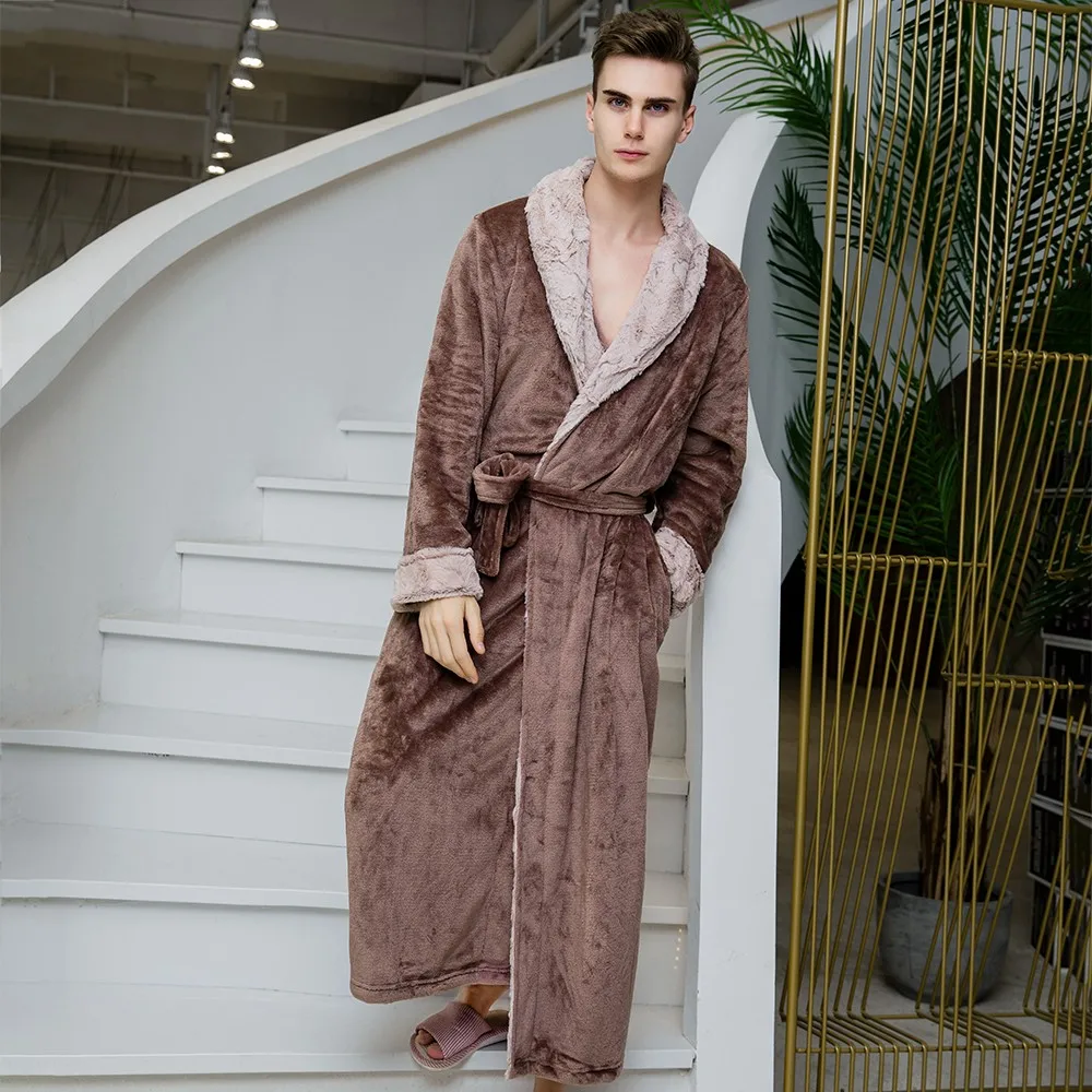 Lovers Winter New Coral Fleece Sleepwear Nightgown Men And WomeBathrobe Flannel Robe Kimono Gown Soft Homewear Intimate Lingerie