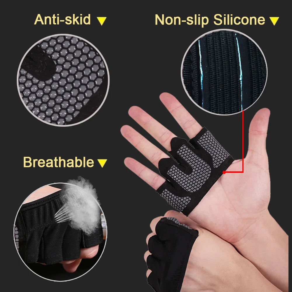 SKDK Anti-skid Gym Gloves Breathable Half-Finger Fitness Gloves Crossfit Workout Dumbbell Training Sports Gloves Exercise Gloves