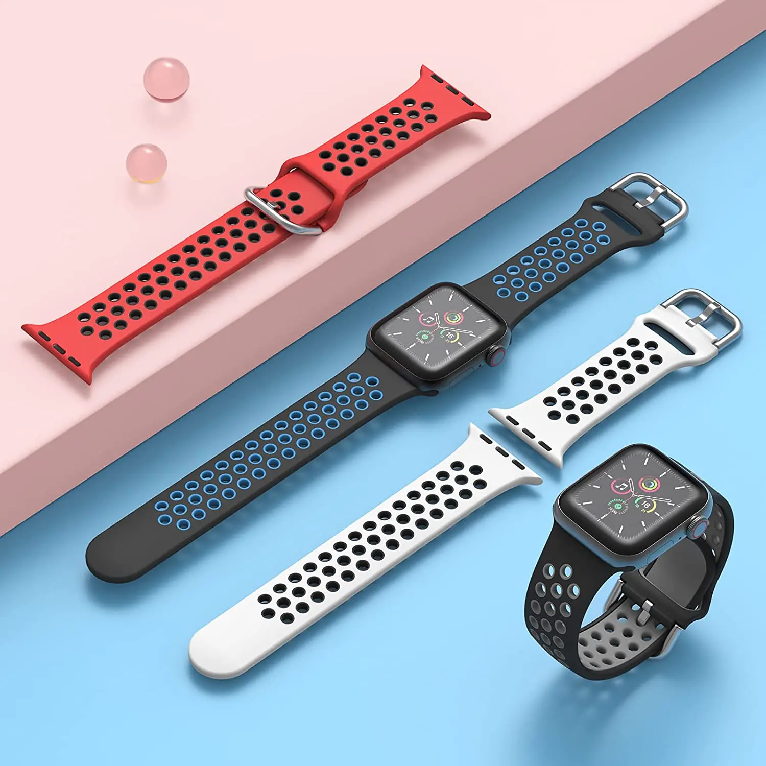 Strap for apple watch series 6 5 se 4 3 Breathable Silicone sport watchband correa bracelet apple watch band 44mm 42mm 40mm 38mm