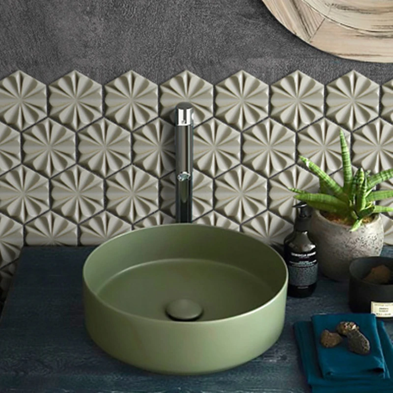 New Design Hexagon Snowflake Ceramic mosaic tile, bathroom  kitchen store glazed wall tile snowflake porcelain