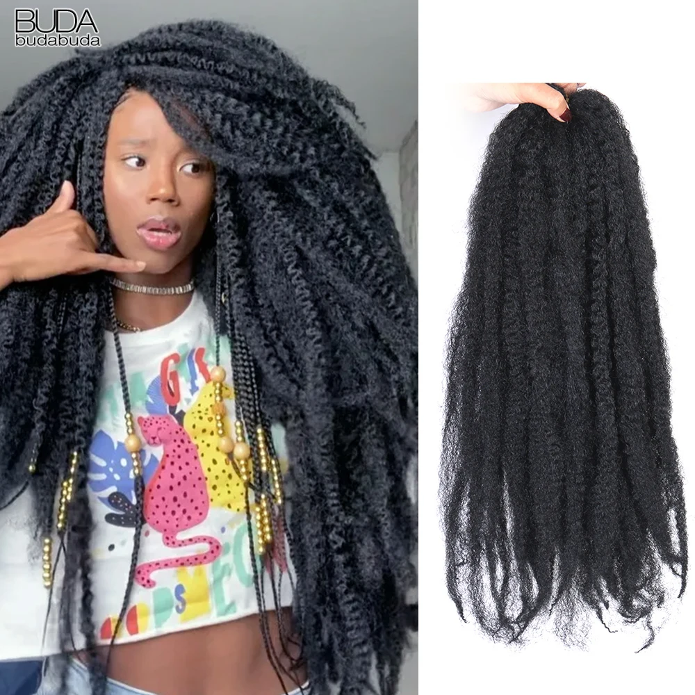 18 Inch Marley Braids Hair Synthetic Afro Curls Soft Kinky Twist Marley Hair Crochet Braiding Hair Extensions For Women