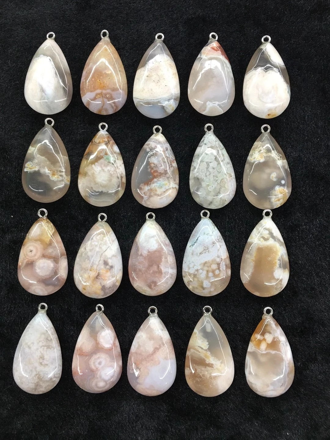 Wholesale 10pcs/Pack Multi Dendritic Agate Bead Pendant,Pear Shape Gemstone Jewelry Necklace DIY 32mm