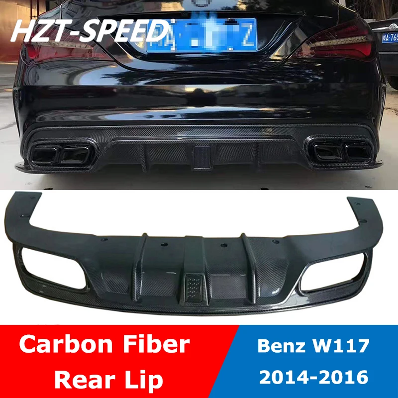 W117 C Style Carbon Fiber Rear Lip Bumper Diffuser With LED Lights For Mercedes Benz CLA200 CLA250 CLA260 CLA45 2014-2016