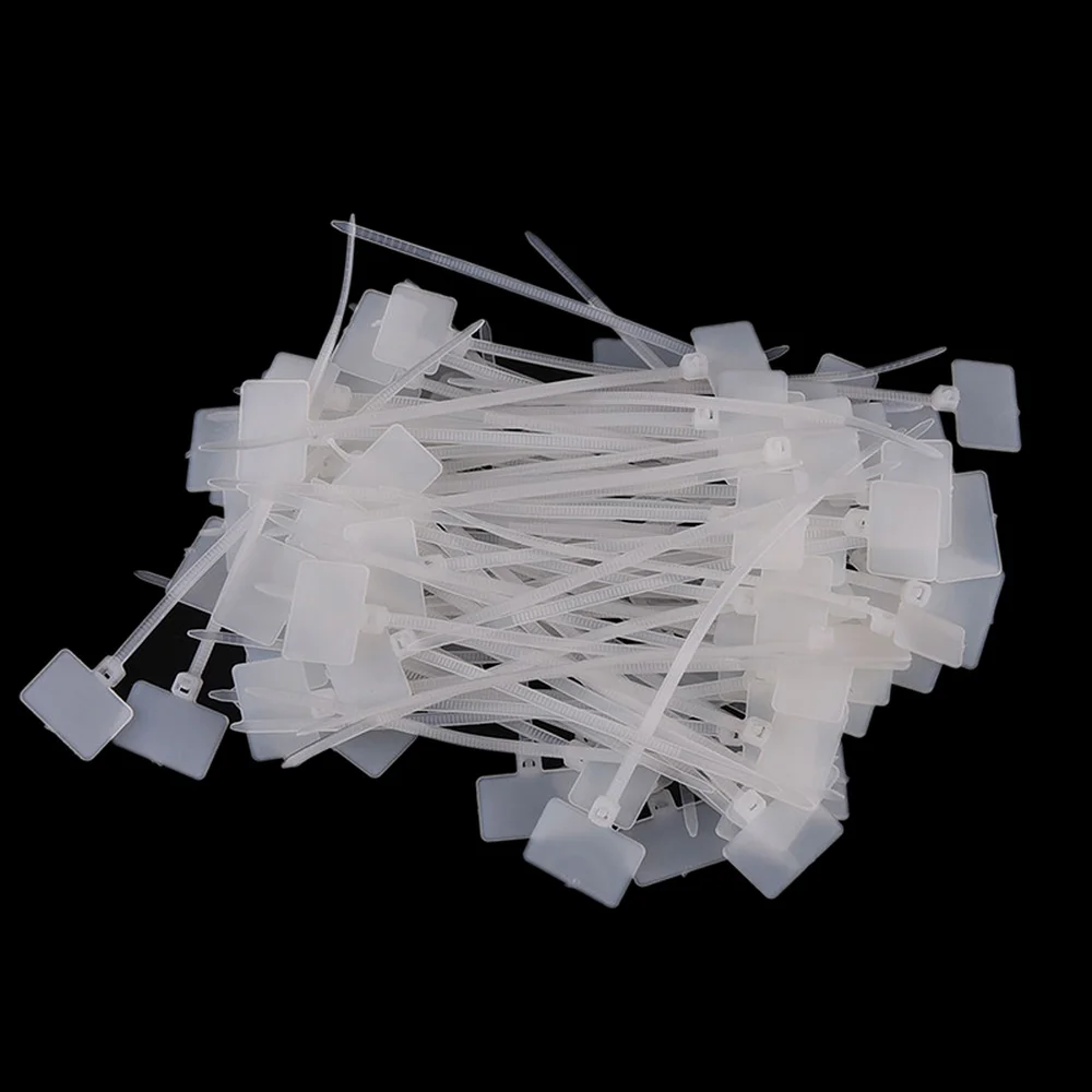 100pcs Muti-purpose Nylon Tie Tags Self-Locking Network Cable Zip Trim Wrap Loop Wire Straps Label