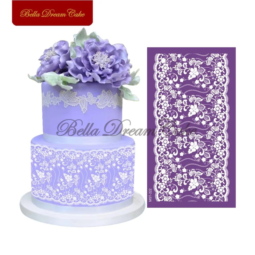 Fancy Lace Cake Stencil Flower Mesh Stencils For Wedding Cake Border Stencil Template Cream Mould Cake Decorating Tool Cake Mold