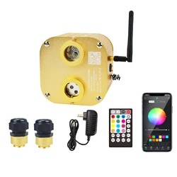 Dual heads App Smart phone Remote controlled 20w Twinkle wheel&Sound Activated Fiber Optic Light source Star Ceiling DIY Engine