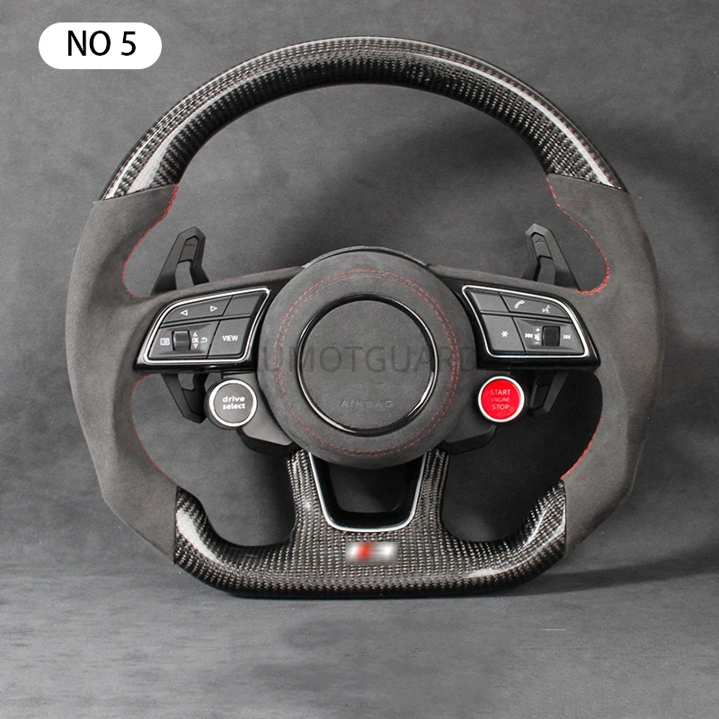 Perforated Leather Carbon Fiber Steering Wheel Fully Alcantara for Audi RS3 RS4 RS5 A3 A4 A5 S3 S4 S5 2017-2021